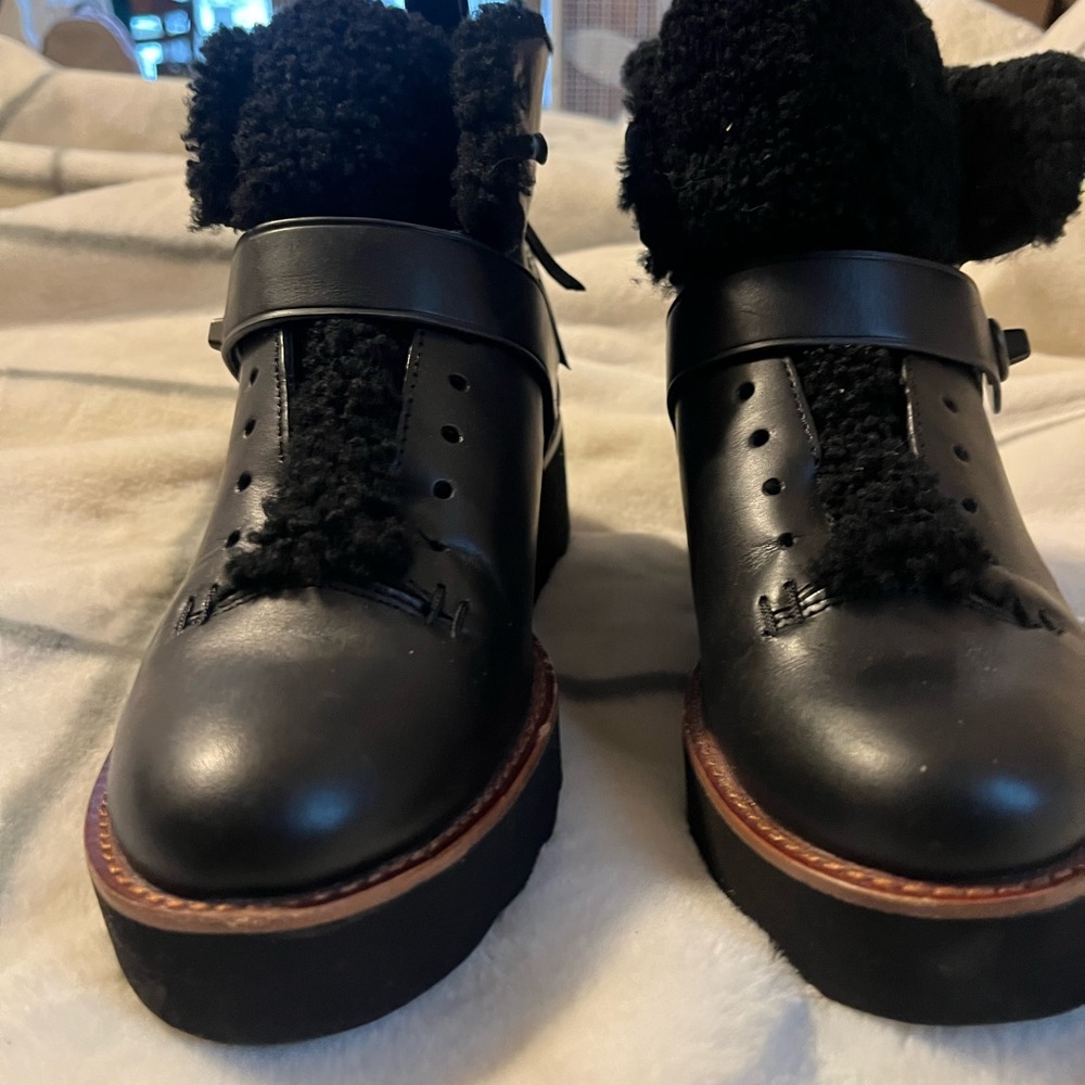 Coach urban hiker shearling platform black luxury boots